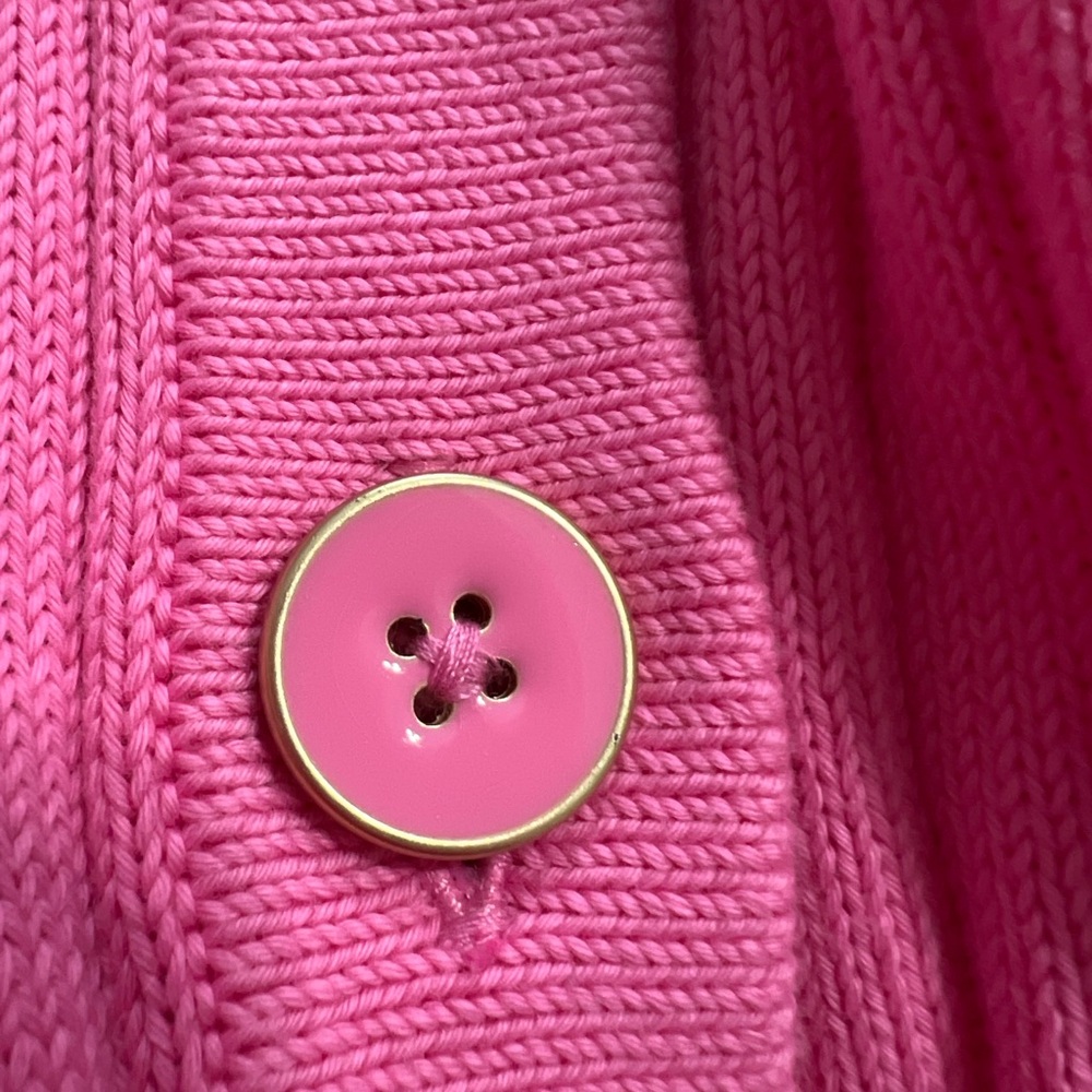 Talbots Hot Pink Ribbed V-Neck Button Cardigan - Picture 8 of 8